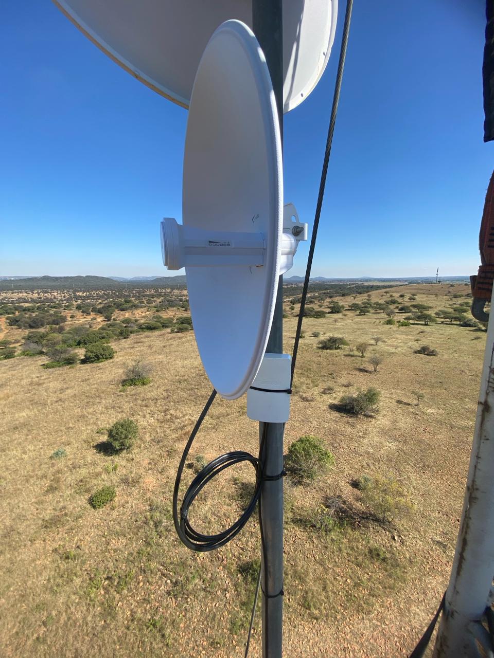 PRIN ICT wireless dish installation against open sky