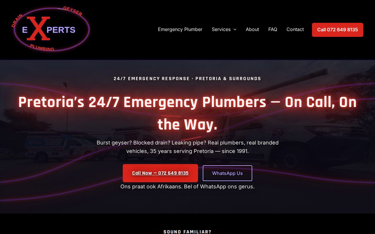 The Drain Geyser Plumbing Experts website home page